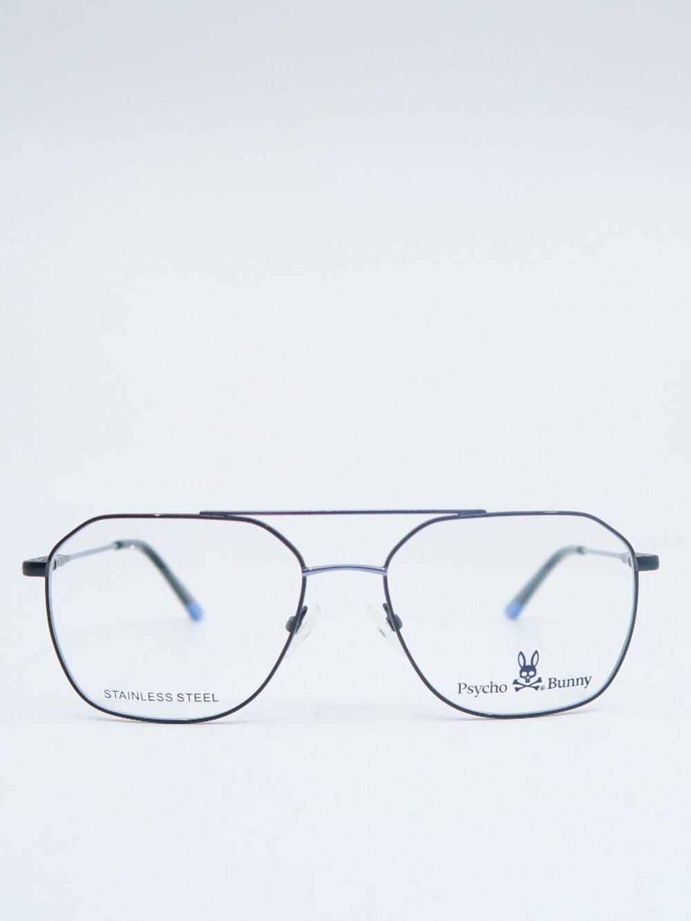 Psycho Bunny PB124-1 Black-Stainless Steel, Pilot Men's New Eyeglasses Frames.